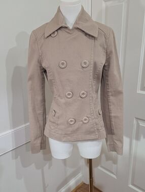 ASO Hermione Granger H&M Divided Beige Cropped Peacoat Jacket Size 8